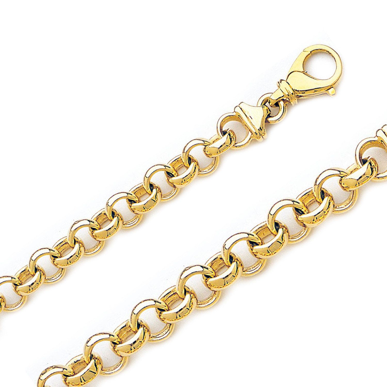 14K Yellow Gold 8mm Handmade Rolo Chain Necklace 16 Inches